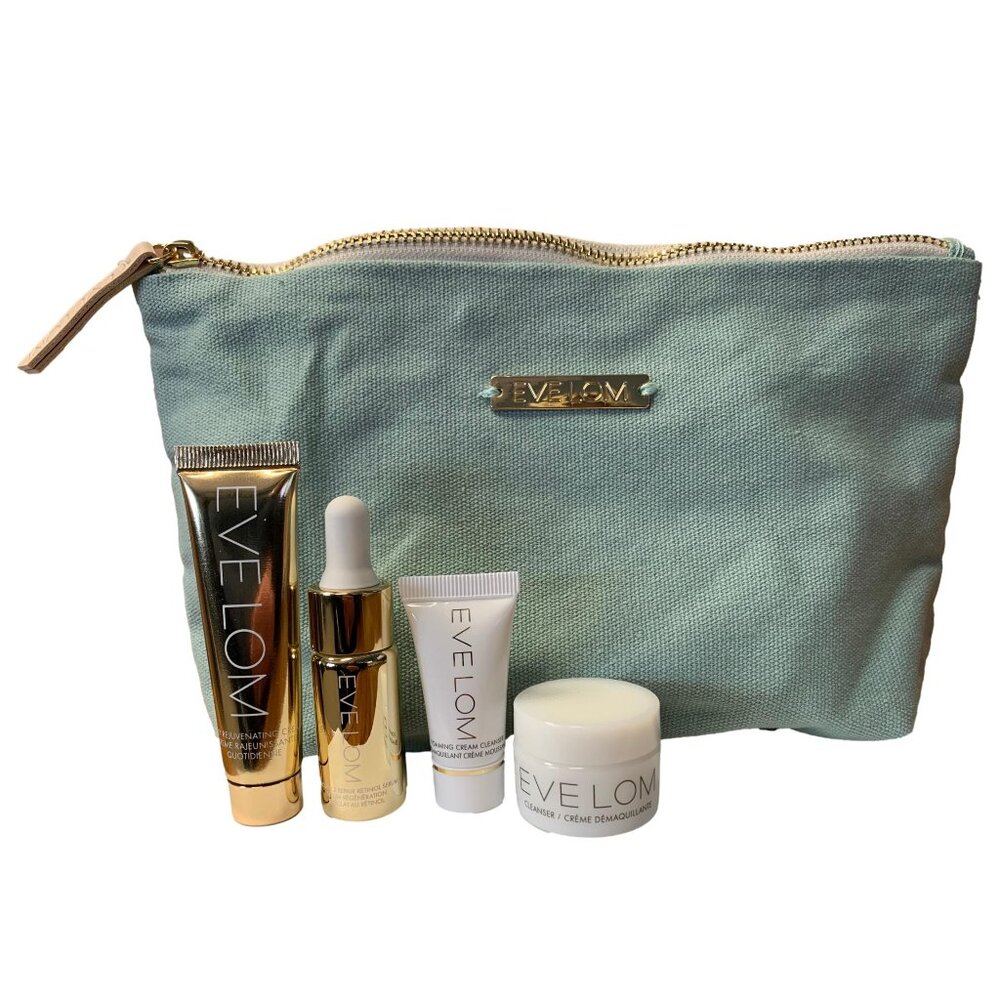 Eve Lom 5 Piece Cleanser & Serum Set Radiance Rejuvenating Cream Makeup Bag